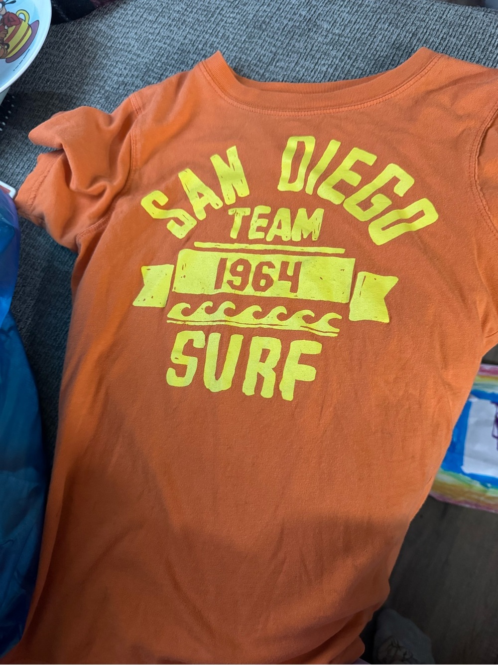 Carter's Orange Graphic Top with Blue Logo